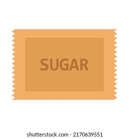Sugar packaging bag for tea and vector package design isolated white. Illustration paper container and retail product ingredient. Icon packet symbol and sweet sign vertical. Closed box sample wrap