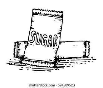 sugar in packaging hand drawing