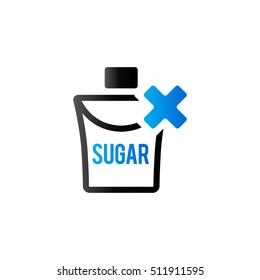 Sugar packaging icon with cross sign in duo tone color.