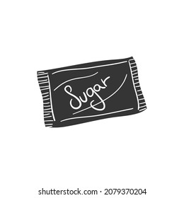 Sugar Packet Icon Silhouette Illustration. Sweet Vector Graphic Pictogram Symbol Clip Art. Doodle Sketch Black Sign.