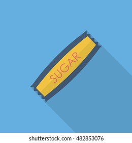 Sugar packets icon , Vector flat long shadow design.