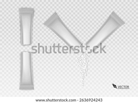 Sugar Packets with Pouring Sugar on Transparent Background