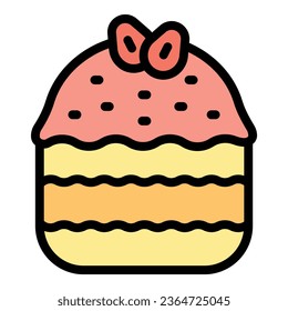 Sugar panettone icon outline vector. Fruitcake food. Sweet bakery color flat