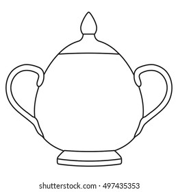 Sugar pot. Outline vector illustration isolated on white background