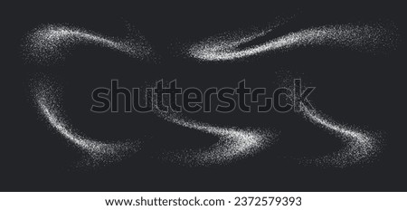 Sugar powder splash, flying salt, baking flour top view. White powder isolated on a transparent background. Vector illustration.