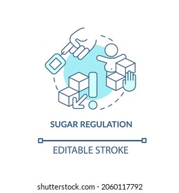 Sugar Regulation Concept Icon. ADHD Diet Abstract Idea Thin Line Illustration. Regulating Dopamine Levels In Brain. Obesity In Children. Vector Isolated Outline Color Drawing. Editable Stroke