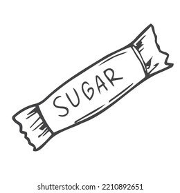 sachet de azúcar para la ilustración vectorial del concepto de café. símbolo de símbolo de icono lineal de dibujo manual
