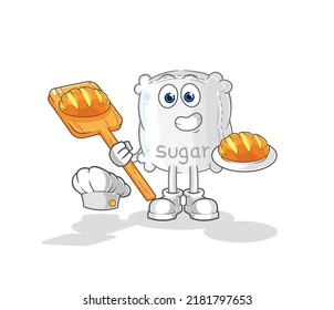 der Zuckersack-Bäcker mit Brot. Cartoon-Maskottvektor
