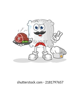 the sugar sack chef with meat mascot. cartoon vector
