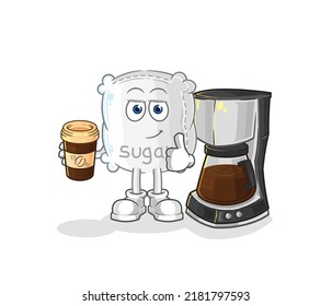 the sugar sack drinking coffee illustration. character vector