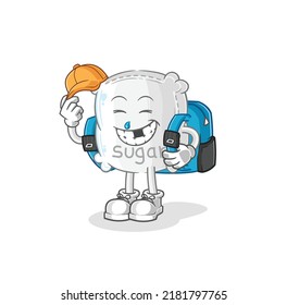 el saco de azúcar va al vector escolar. personaje de caricatura