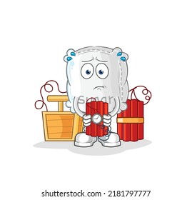 the sugar sack holding dynamite character. cartoon mascot vector