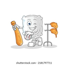 the sugar sack playing baseball mascot. cartoon vector
