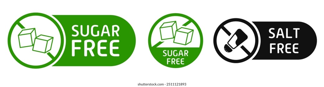 Etiquetas sem açúcar e sal. Dieta, adesivo, adoçante, substituto, alimentação saudável, problemas digestivos, estômago, intestinos, distúrbio, indigestão, diabetes, frutose, adquirida, congênita, alternativa