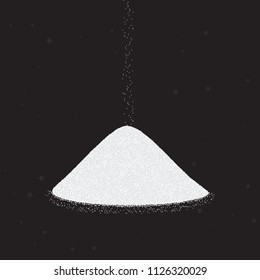 Sugar or salt heap. Vector illustration on black background
