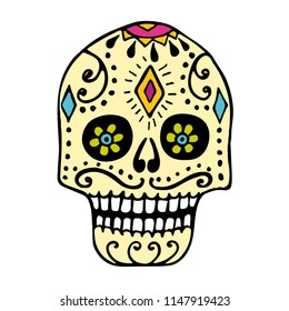 Sugar Scull Hand Drawn Vector Illustration.