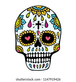 Sugar Scull Hand Drawn Vector Illustration.