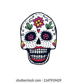 Sugar Scull Hand Drawn Vector Illustration.