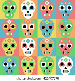 Sugar sculls cute pattern. Background, texture textile. Day of dead pattern