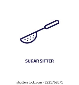 sugar sifter icon from kitchen collection. Thin linear sugar sifter, flour, cooking outline icon isolated on white background. Line vector sugar sifter sign, symbol for web and mobile