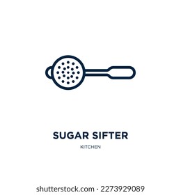 sugar sifter icon from kitchen collection. Thin linear sugar sifter, flour, cooking outline icon isolated on white background. Line vector sugar sifter sign, symbol for web and mobile