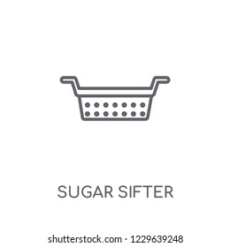 sugar sifter linear icon. Modern outline sugar sifter logo concept on white background from kitchen collection. Suitable for use on web apps, mobile apps and print media.