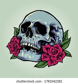 Sugar Skull Anatomy with Roses Vector Illustrations for your merchandise shirts