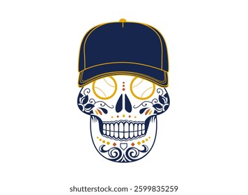 Sugar Skull Baseball Art Design