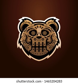 Sugar Skull Bear Head Esport Team Logo Mascot