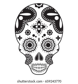 Sugar Skull. Black and White.