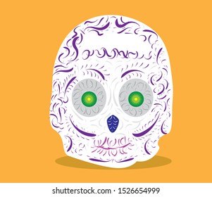 Sugar skull  close up vector illustration - Day of the dead celebration