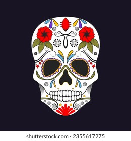 Sugar skull with colorful decoration.Day of the Dead symbol.Mexican Celebration Colorful Sugar Skull Symbol