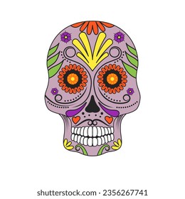 Sugar skull with colorful decoration.Day of the Dead symbol.Mexican Celebration Colorful Sugar Skull Symbol