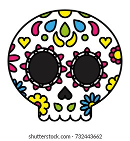 Sugar skull colorful floral day of the dead concept