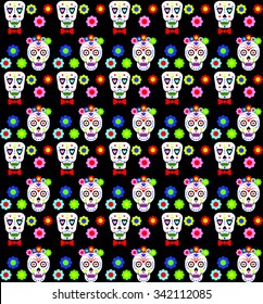 Sugar skull colorful seamless pattern. Vector illustration