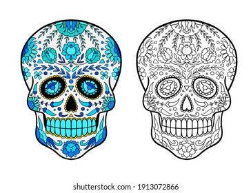 sugar skull coloring page. Mexican Day Of The Dead Celebration