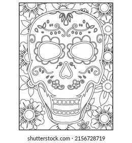 Sugar skull coloring pages for Adult