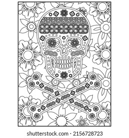 Sugar skull coloring pages for Adult