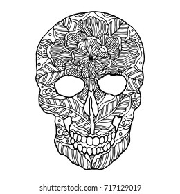 sugar skull day of the dead human head vector design illustration hand drawn