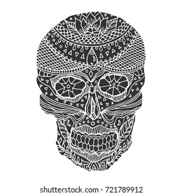 sugar skull day of the dead human head vector design illustration hand drawn