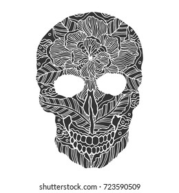sugar skull day of the dead human head vector design illustration hand drawn