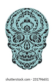 sugar skull day of the dead illustrations design, floral 1.5