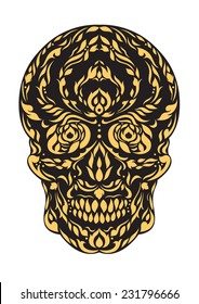 sugar skull day of the dead illustrations design, floral 1.9