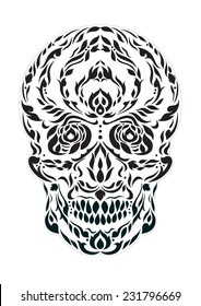 sugar skull day of the dead illustrations design, floral 1.6
