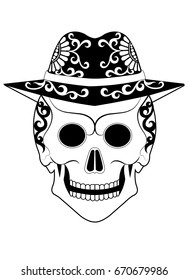 Sugar Skull Day of the dead.Hand drawing and make graphic for vector.