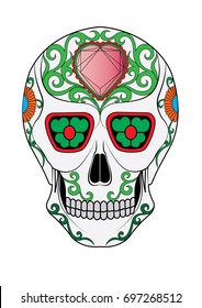 Sugar Skull Day of the dead.Hand pencil drawing and make graphic vector.