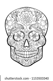 sugar skull, day of death coloring page