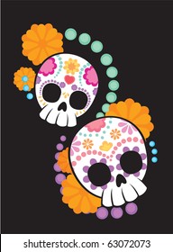Sugar Skull From Day Of The Death. Cool Vector Style.