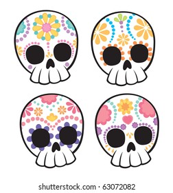 Sugar skull from Day of the Death. Cool Vector Style.