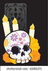 Sugar Skull From Day Of The Death. Cool Vector Style.